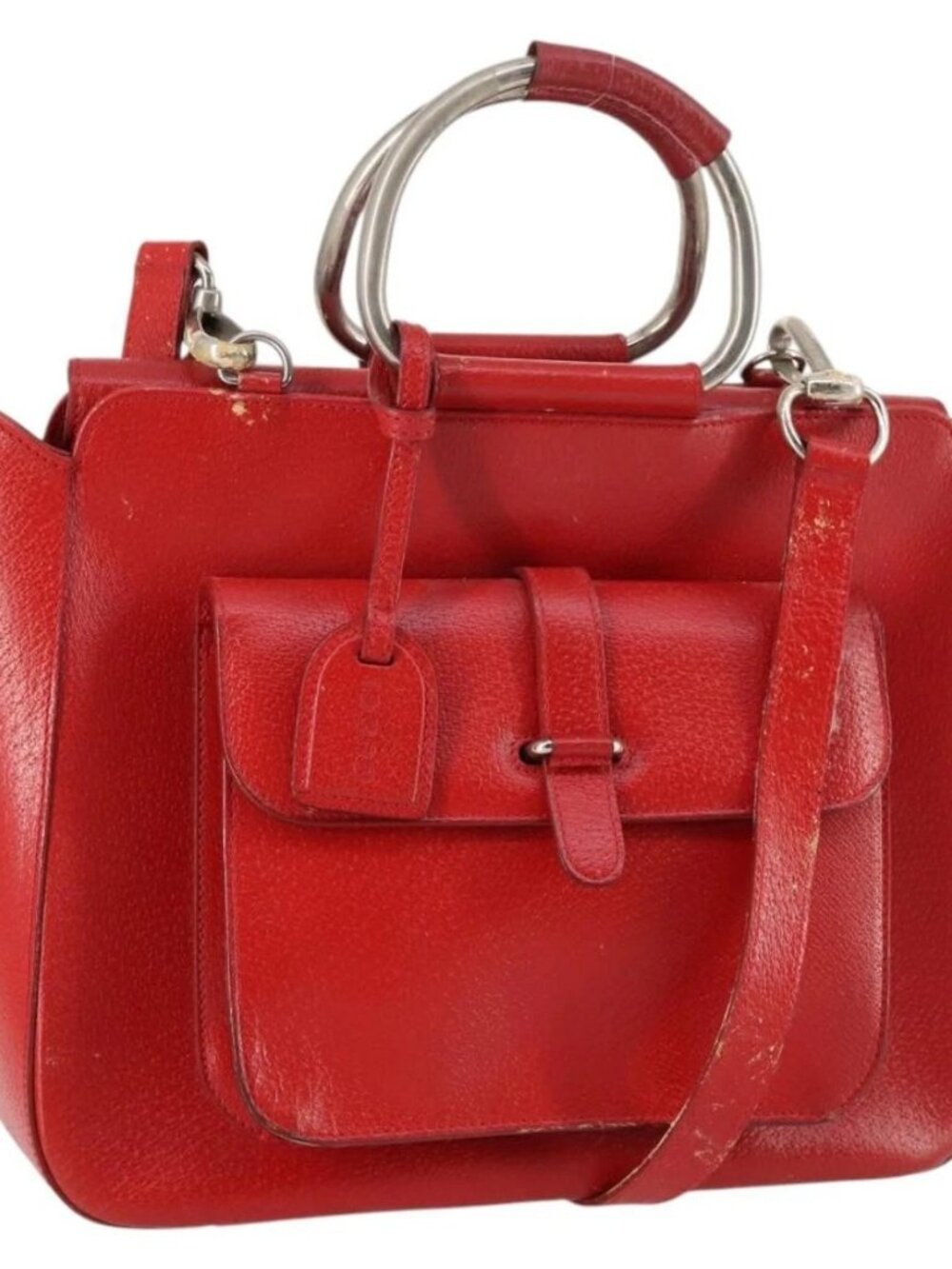 GUCCI Hand Bag Leather 2way Red 000 2058 0307 5 Auth